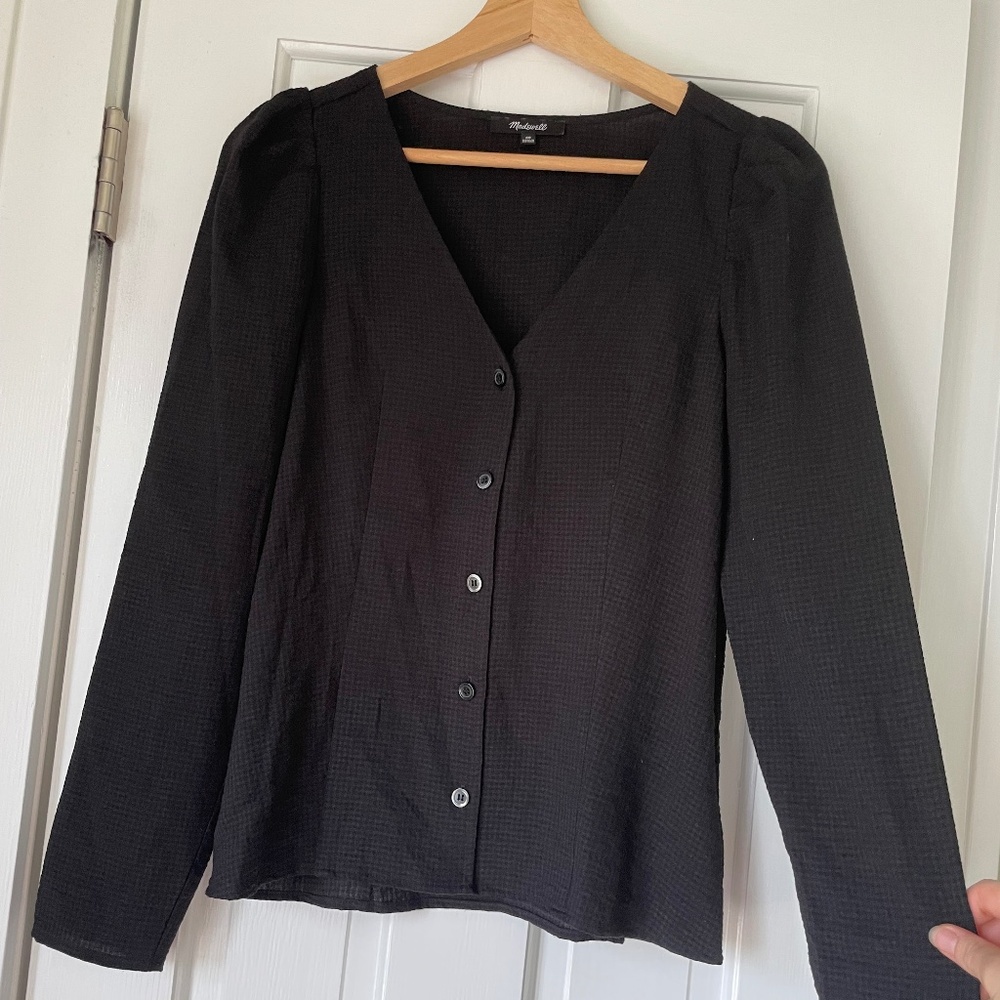 Madewell Black V-Neck Blouse